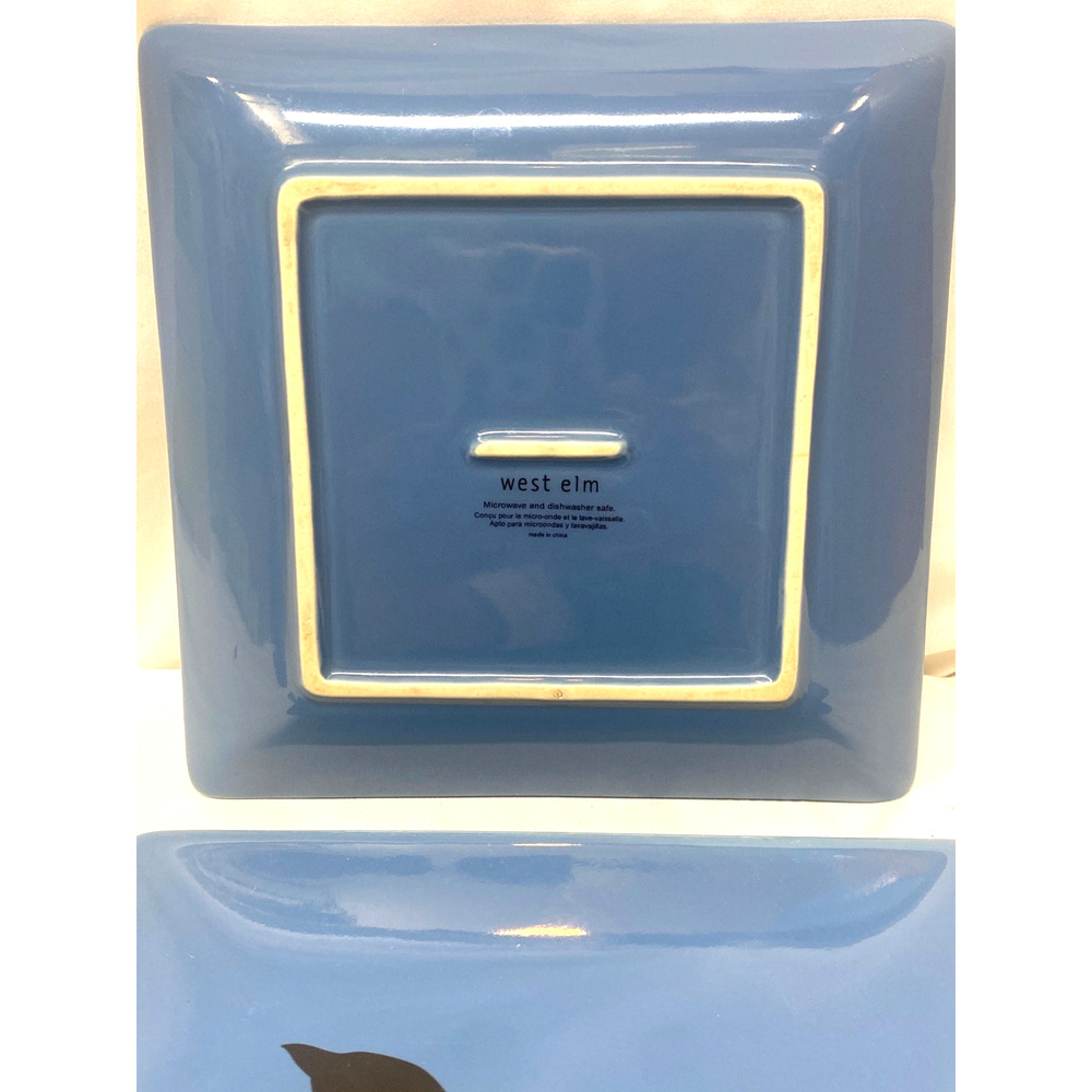 3 West Elm Crow Silhouette Square Dish Dessert App. 7.75" - Picture 4 of 5